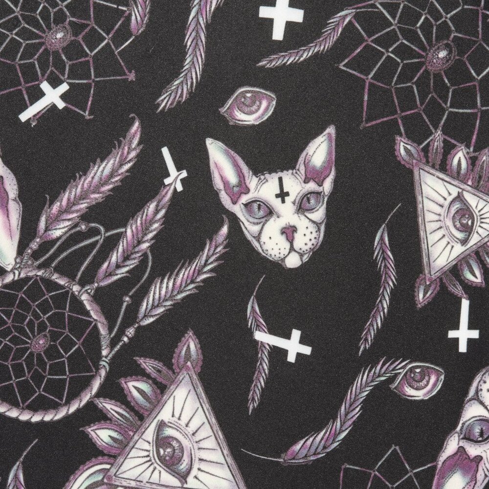 Hell Bunny Sphynx Cat/Evil Eye Dress 3X - Hell Bunny Gothic Skater Dress… - Picture 3 of 4